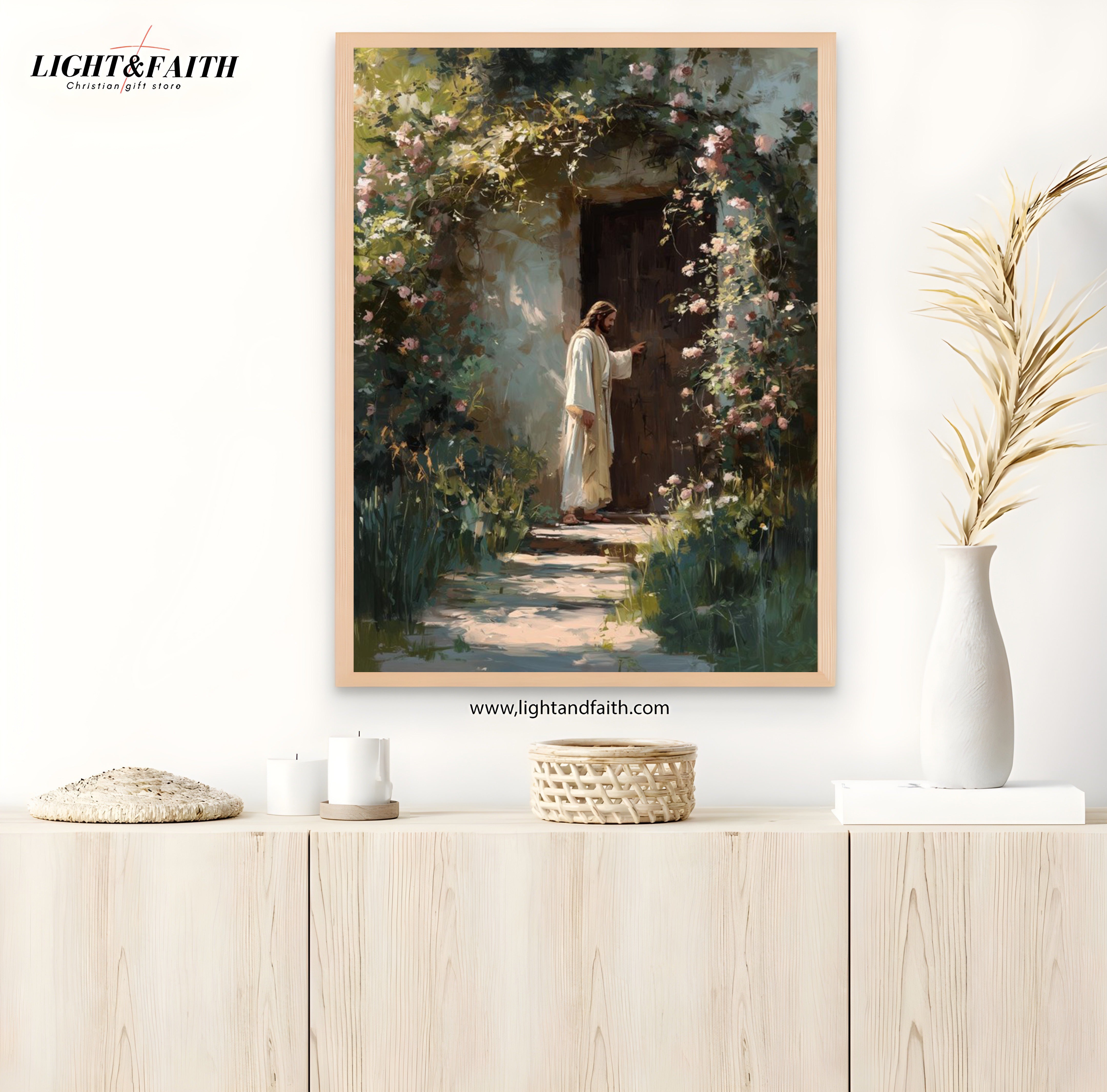 Jesus Knocking at the Door Art Print, Jesus Wall Art, Jesus Printable, Religious Home Decor, Faith Based Art, Christian Art Print, Bible Art